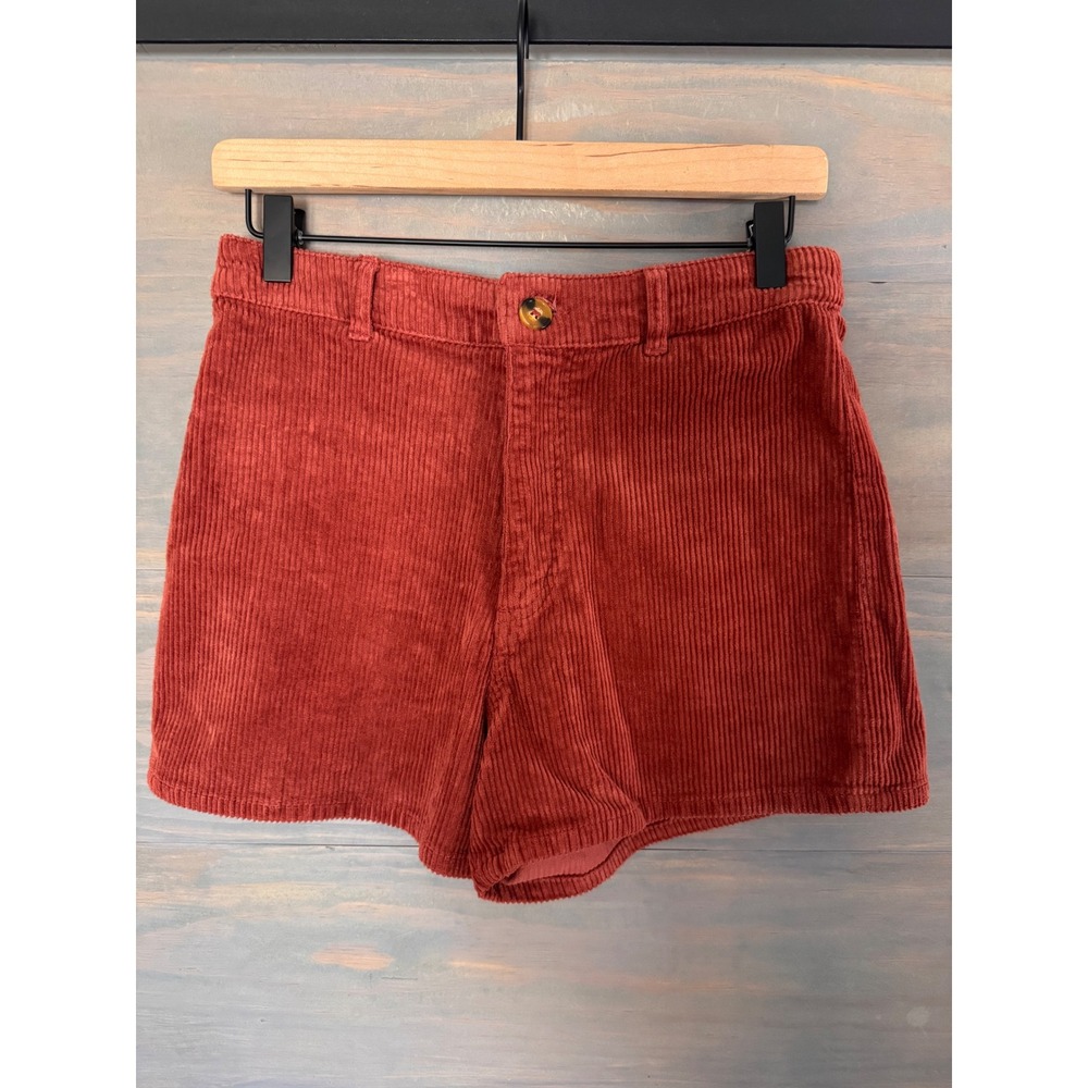 Billabong Free Fall Burnt Orange Corduroy High Waisted Shorts Rust Size 29